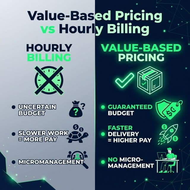 Value-Based Pricing vs Hourly Billing Infographic